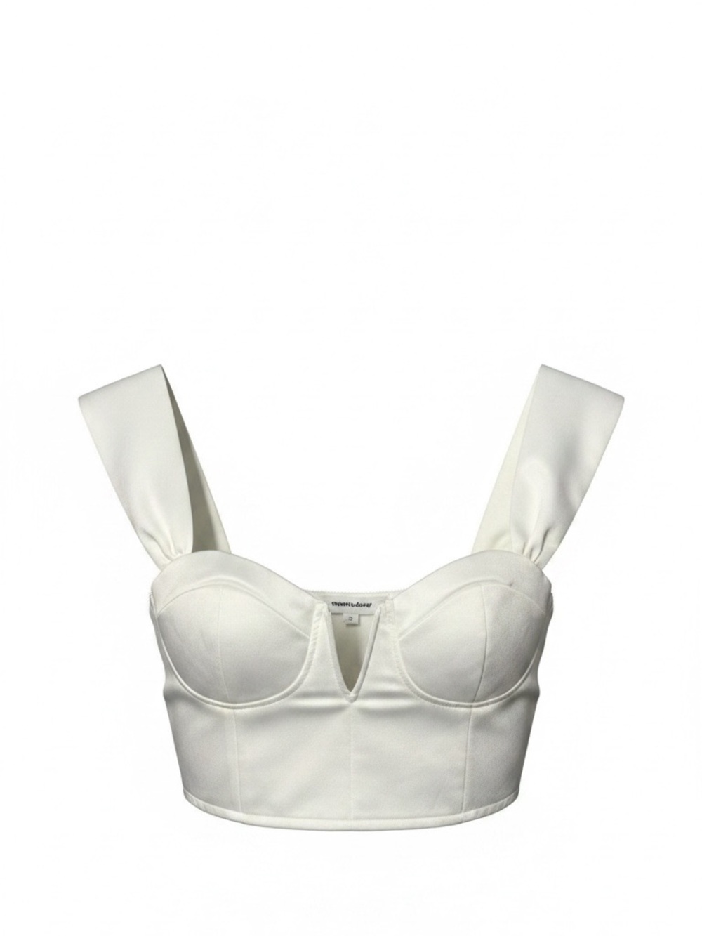 superdown Ivory Smocked-Back V-Neck Crop Top